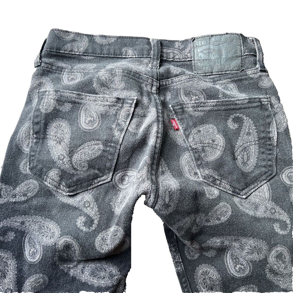 Levi's 512 Slim Taper Black Paisley Print Denim Jeans Stretch Men's 28x30 - Picture 5 of 10